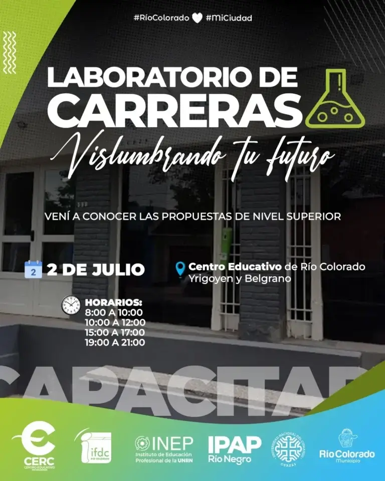 Laboratorio de Carreras 2026: una nueva oportunidad para conocer la oferta educativa de Río Colorado